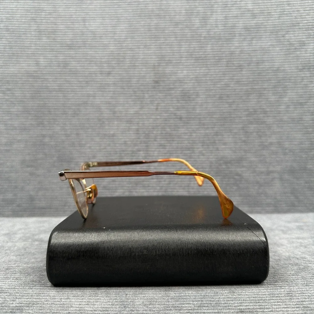 Vintage 50s Shuron Cat Eye Glasses Gold Copper Browline Frames 5 1/4 LO
